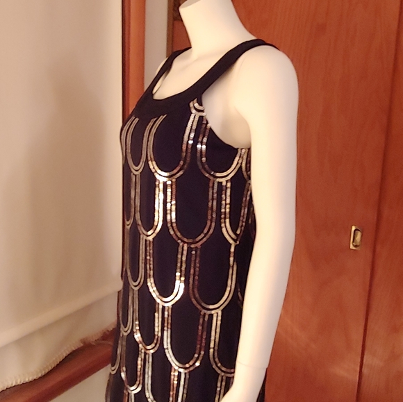 Black With Silver Sequin Flapperesque Dress - Picture 5 of 8